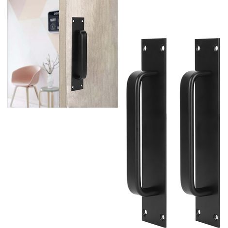 2-teiliger Türgriff aus eloxiertem Aluminium für Balkontüren und Holztüren mit Grundplatte und Schrauben (1/5)