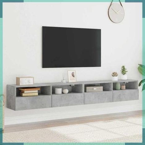 836889 Meubles TV muraux 2pcs gris béton 100x30x30cm bois d'ingénierie (1/5)