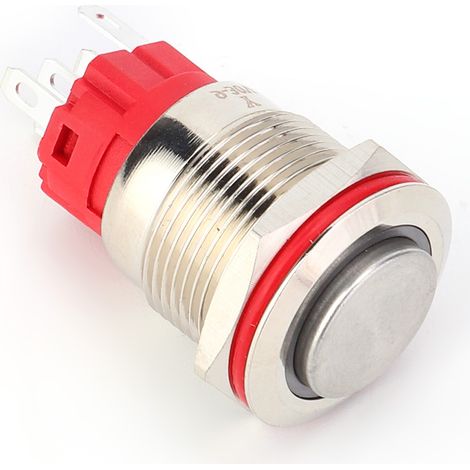 Metall-Drucktaster DC930V 19mm 1NO 1NC Selbstverriegelnder Schalter mit hellgelbem Ringkopf (selbstverriegelnd) (1/5)