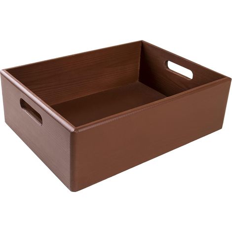 Caisse Bois Rangement avec Poignées Marron 40 x 30 x 13 cm