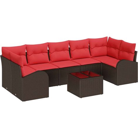 Maison Exclusive - Set Divano da Giardino Marrone e Rosso 55 x 55 x 37 cm