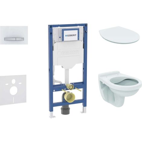 Geberit Duofix - Set per installazione pre- parete, vaso Alpha e sedile softclose, pulsante Sigma50, bianco alpino SANI11CD3107