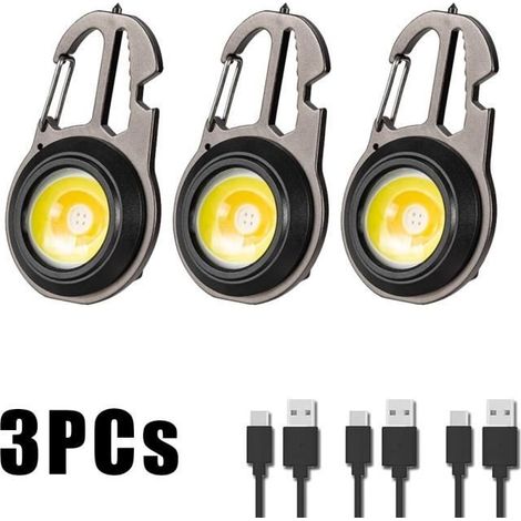 Taschenlampe, W5137-3PC – Mini-Multifunktions-Taschenlampe mit COB-Technologie, Schlüsselanhänger-Ladefunktion, wiederaufladbar (1/4)