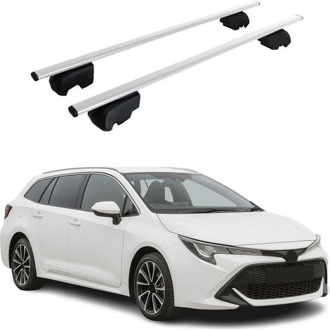 OMAC Dachtrager Quertrager für Toyota Corolla Sport 2019-2026 – City Crash getestet – ISO PAS 11154:2006 – Abschliessbar – Max 75 kg – 2 Stangen Stahl Silber (1/5)