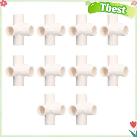 HURRISE 10PCS Raccords de tuyaux en PVC 20 mm à 5 voies à angle droit, raccords coudés tridimensionnels pour meubles Blanc Blanc (1/5)