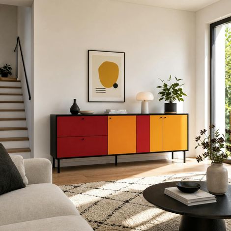 Buffet design multicolore 3 portes 2 tiroirs ALVA (1/5)
