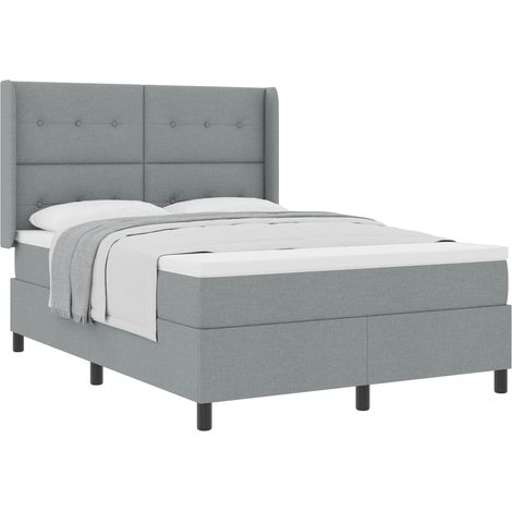 Maison Exclusive - Lit à ressorts avec coussin Gris clair 200 x 140 cm tissu (1/5)