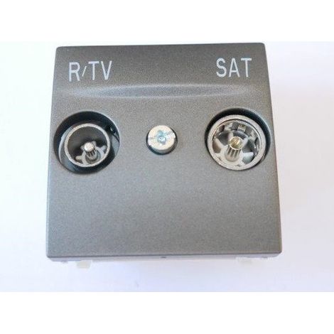 Prise TV-FM-SAT terminal graphite 2M bornes auto sans support ni plaque UNICA Top/Class