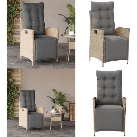 Chaise inclinable de jardin et repose-pied mélange beige rotin - Chaise de jardin - Chaise de jardin avec dossier réglable (1/5)