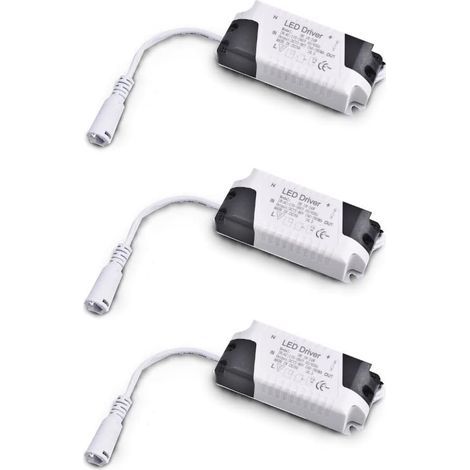 3er-Pack 18–24 W DC-Treibertransformatoren, Mehrspannungseingang 85–265 V AC, 50/60 Hz, Ausgang 36–72 V DC, 240–260 mA. Geeignet zum Austausch von Einbauleuchten und anderen LED-Geräten. (1/4)