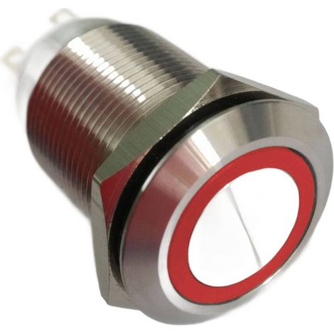 Vandalensicherer Drucktaster, rot, 2 A, 250 V, 19 mm