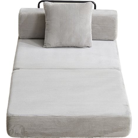 Sofá cama plegable de suelo individual en terciopelo de canalé gris claro (1/5)