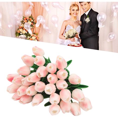 Bouquets de tulipes miniatures, fleurs artificielles pour la décoration intérieure, décorations de mariage, tulipes artificielles rose pêche (1/5)