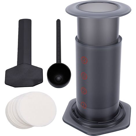 Cafetière à piston manuelle de style français pour un café moins amer et plus savoureux. Petite cafetière portable idéale pour les voyages et le camping. (1/5)