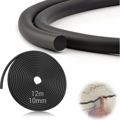 Profilé de Remplissage de Joint Ø 10 mm x12 m Cordon d'Etanchéité pour Joints EPDM Joint de Cordon Rond Joint Mousse Noir Joint Caoutchouc pour Fenêtres Portes Murs et Plafonds (1/5)