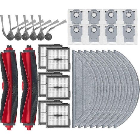 Lot de 30 pièces pour Roborock Q10 S5/Q10 S5+/Q10 X5/Q10 X5+/Q10 VF/Q10 VF+ : brosse principale, filtre, chiffon de nettoyage et sac à poussière.