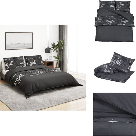Ensemble de housse de couette Noir 140x200 cm Coton - Housses De Couette - Literie - Drap Housse - Linge De Lit - Coton (1/5)