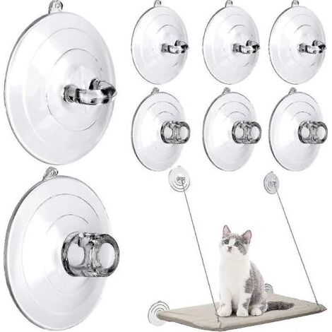 Set di 8 ventose di ricambio per trespolo o amaca per gatti da finestra. (1/4)