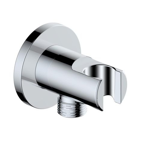 FugaFlow Eccelente Sobrado Coude pour flexible de douche avec rosace ronde Chrome (1/4)