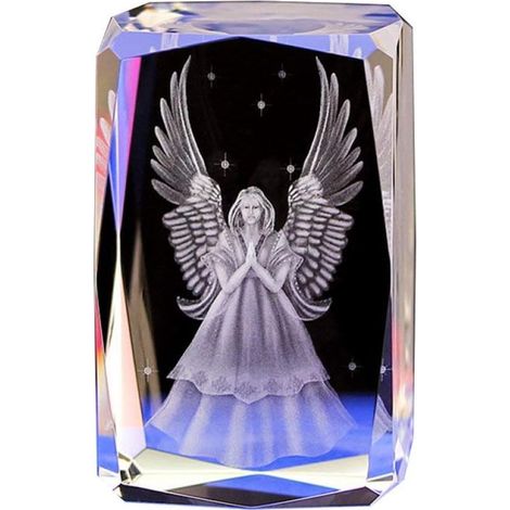 Figurine ange gardien en cristal 3D 5 x 5 x 8 cm, décoration intérieure, statue porte-bonheur et idée cadeau pour femme et homme (1/5)