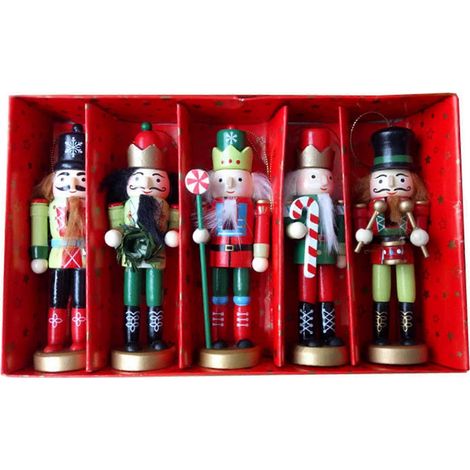 Ensemble de 5 figurines Casse-Noisette Soldat de Noël de 12 cm - Décoration de bureau (1/5)
