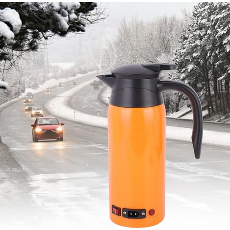 Bouilloire électrique portable grande capacité 800 ml (12 V/24 V) - Couleur orange - Idéale pour camions et voitures (1/5)