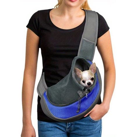 Borsa trasportino per cani, tracolla per trasportino per cani di piccola taglia, borsa a tracolla per cuccioli, trasportino regolabile per animali domestici, tessuto a rete traspirante, gatto (1/5)