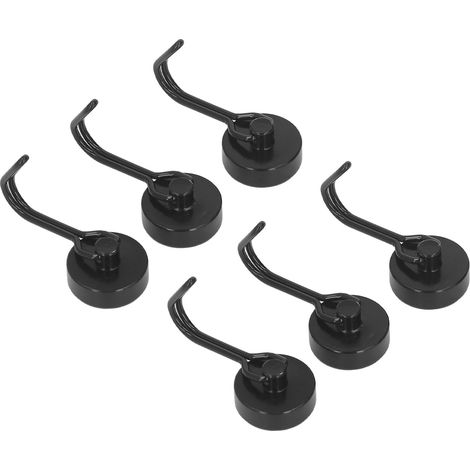 Set mit 6 um 180° drehbaren Magnethaken, starker Neodym-Magnet (0-8 kg) für Kühlschrank und Haushalt (schwarz). (1/5)