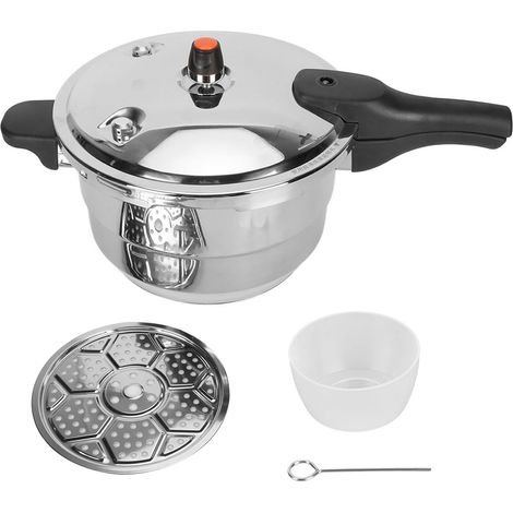 Autocuiseur avec grille de cuisson à la vapeur, en acier inoxydable, Compatible avec l'induction au gaz, 5L, diamètre intérieur de 22cm/8,7 pouces