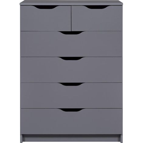 Commode 6 tiroirs 81,5x40x,112,5 cm gris foncé (1/5)