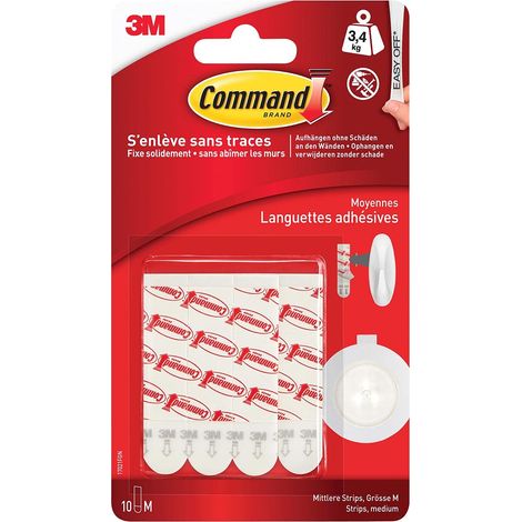 3M Command Strisce di ricambio per strisce di ricambio, taglia M, riceverete 1 confezione, contenuto della confezione: 10 pezzi (1/4)