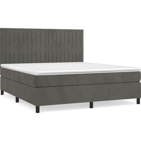Maison Exclusive - Giroletto a Molle con Materasso Grigio Scuro 180x200 cm Velluto