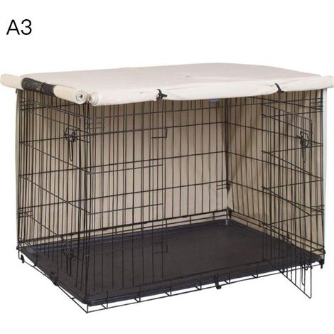 Housse de cage pour chien Beige 94x61x63.5cm, coupe-vent, anti-poussière, pluie, bonne Ventilation, niche en tissu Oxford pour animaux de compagnie pour voyager (1/2)
