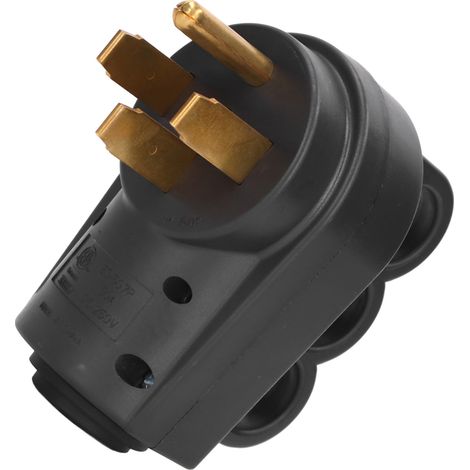 Fiche mâle NEMA 14-50P 50A 125/250V, prise remplacement robuste pour camping-car, véhicule électrique et groupe électrogène, 4 broches US standard, poignée ergonomique, connecteur haute intensité (1/5)