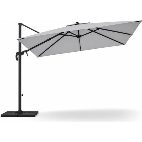 Ombrellone 3x3 M Giardino Con Braccio Laterale Retrattile Per Piscina Gazebo Terrazze Bar Hotel In Acciaio Inossidabile Rotazione 360° Telo Impermeabile Resistente Ai Raggi UV Grigio Chiaro (1/5)