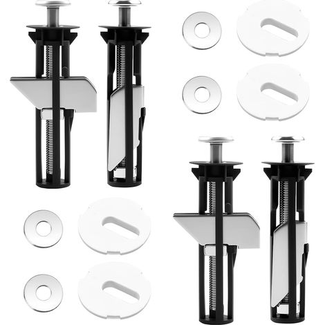 Kit de fixation pour abattant de WC, 4 boulons de fixation en acier inoxydable avec joints et vis. (1/5)