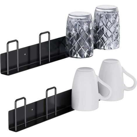 Wandhaken ohne Bohren für Tassen, selbstklebende Wandhalterung für Kaffeetassen, Glasbecherhalter für Schränke, Küchenorganizer, Schrankregale, Hängeutensilien (2 (1/5)