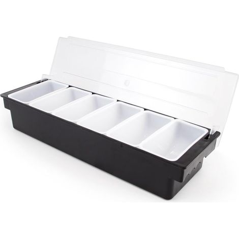 Distributeur Aliments - Station Garnitures 6 Compartiments en Plastique avec Couvercle - Pour Bar, Buffet Salade, Tacos, Glace, Fruits - 1 Pièce (1/5)