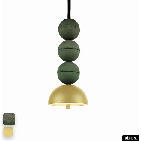 Lampe de suspension en béton - BOSFOR CONCRETE ASPERGE - CITRON 3 BALLES LED 14W (1/2)