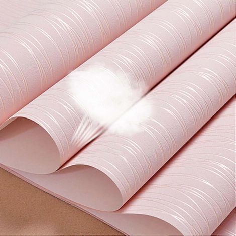 Rouleau de papier peint intissé minimaliste moderne, revêtement mural à rayures métalliques pailletées 3D (bleu, 53 x 1000 cm), rose (1/5)
