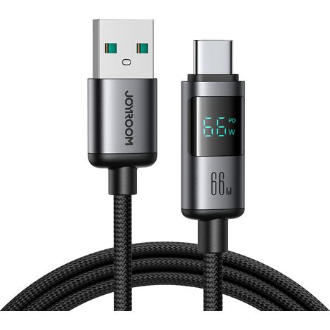 Cavo con display USB-A - USB-C 66W 1,2 m - nero (1/5)