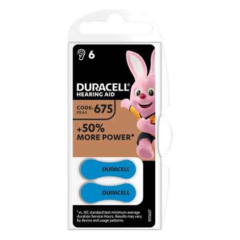 PILA PER APPARECCHI ACUSTICI 'EASY TAB 675' Blister 6 pezzi - Col. Blu - 10 confezioni- DURACELL