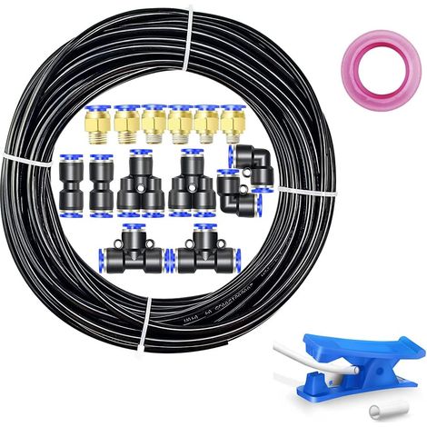 100M Tuyau Arrosage 10mm, Connecteur 14 Kits, Cutter, Usage Air Eau (1/5)
