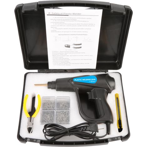 Kit de réparation de pare-chocs de voiture avec soudeuse plastique 160 W, 4 types d'agrafes, kit de réparation de soudure plastique avec agrafeuse à chaud, réparation de soudure plastique, agrafes pla (1/5)