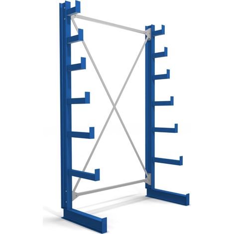 STIER Kragarmregal einseitig 1 Feld mit 6 absteigenden Ebenen 1300x2000x500mm enzianblau (1/4)