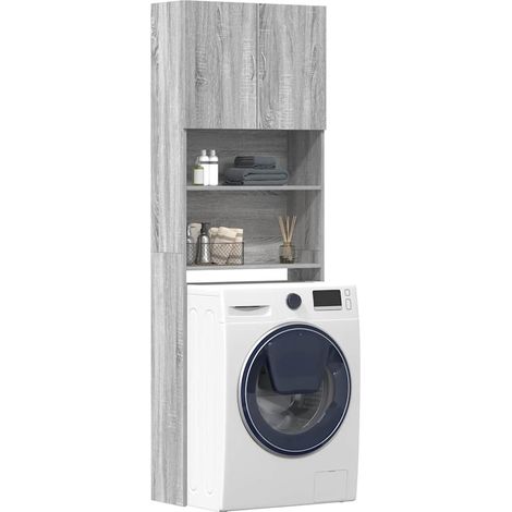 Waschmaschinenschrank Grau Sonoma 64x24x190 cm Holzwerkstoff