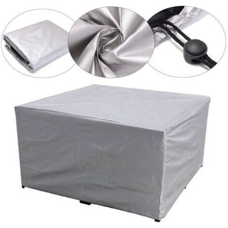 Fundas para muebles de jardín de 115x115x70cm, tejido Oxford 210D, impermeable, resistente al viento y a los rayos UV, lona protectora para mesas de jardín exteriores - Plateado