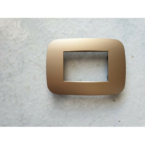 TrAdE Shop Traesio - Placca Placchetta Placchette Compatibili Per Serie Axolute Bticino Colorate Fori - Oro Satinato -3 fori     -