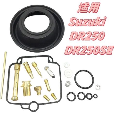 Kit de réparation de carburateur applicable aux Suzuki DR250, DR250SE (1990-1995) et DR350 (1990-1995).