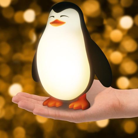 Veilleuse pingouin mignonne pour enfants - 3 niveaux d'intensité, lampe tactile en silicone souple, rechargeable - Idéale pour la chambre de bébé ou d'enfant